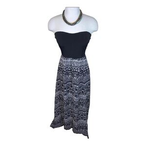 M Juniors Wet Seal Black And White Boho Maxi Dress Strapless Medium Stretch 7 9